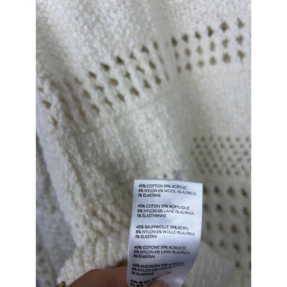 Anthropologie Pointelle Hooded Knit Pullover Sweater Cream Boho Sz Small - Picture 6 of 8